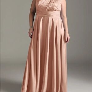 Azazie One Shoulder Blush Gown Rose Gold Dress size 18